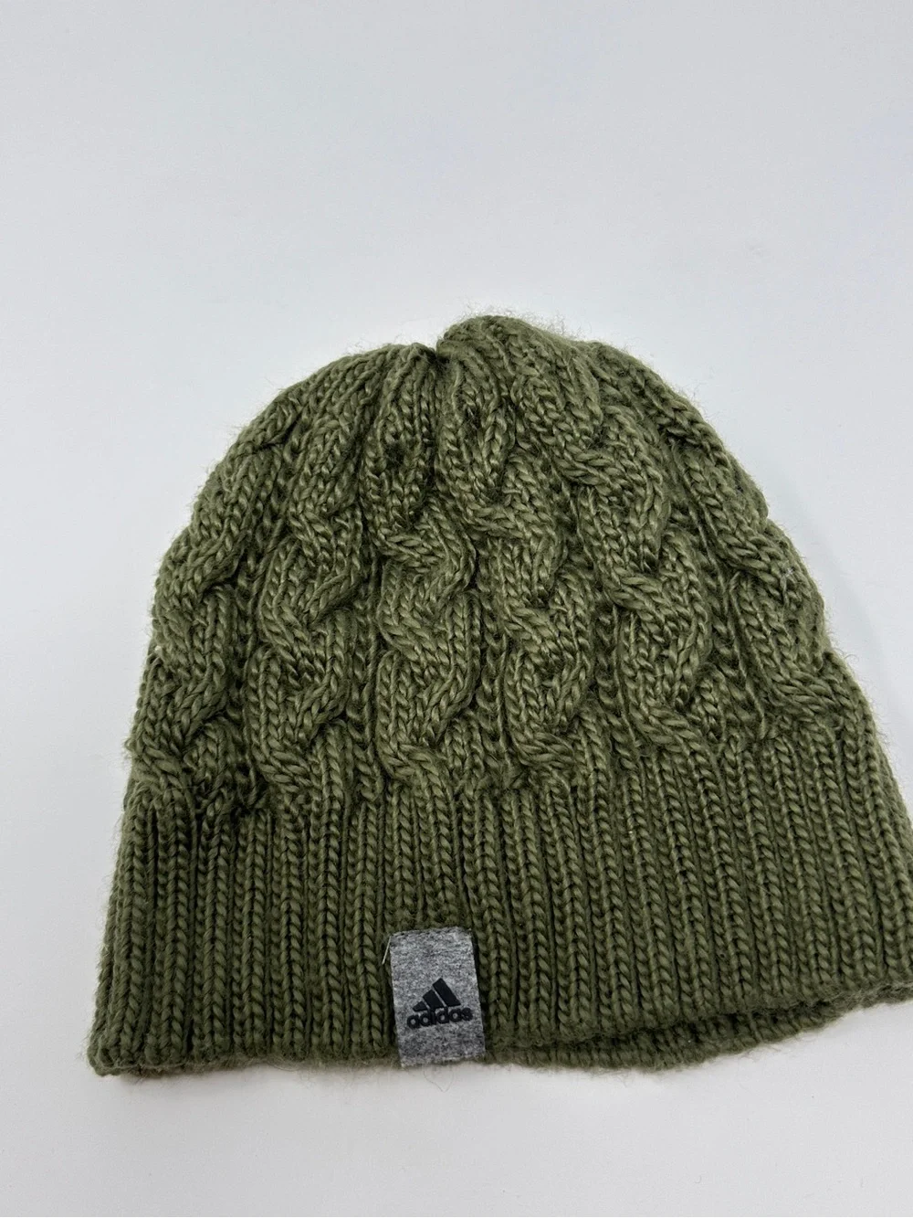 Adidas olive green  Cable Knit Beanie - unisex